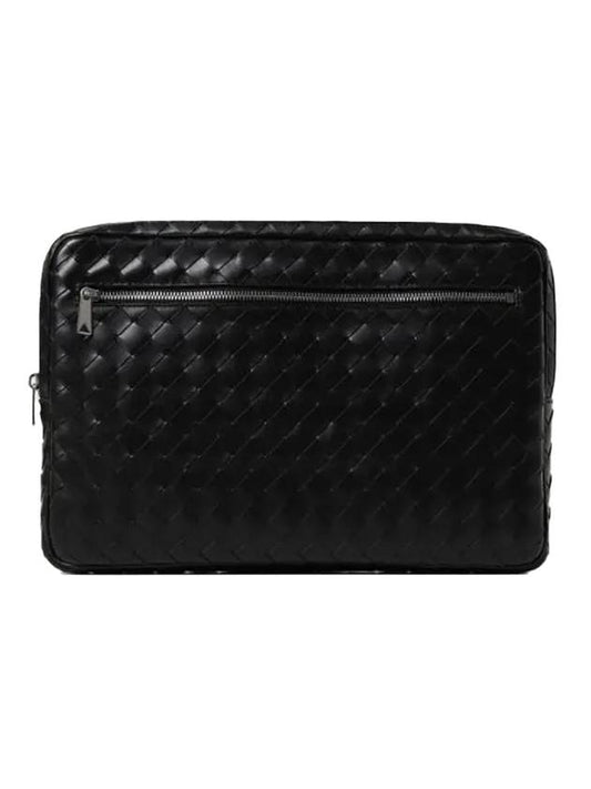 Intrecciato Zipper Leather Laptop Sleeve Black - BOTTEGA VENETA - BALAAN 1