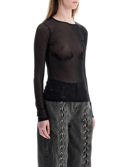 top in mesh velluto nero logato - JEAN PAUL GAULTIER - BALAAN 2