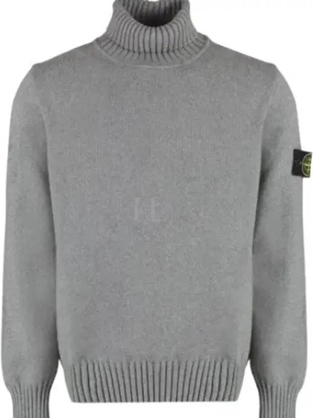 Wappen Patch Loose Fit Cotton Turtleneck Grey - STONE ISLAND - BALAAN 2