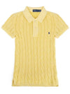 Slim Fit Cable Knit Polo Shirt Yellow - POLO RALPH LAUREN - BALAAN 3