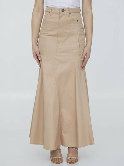 Women's Floor Length Cotton Gabardine A-Line Skirt Pale Nude - BURBERRY - BALAAN 2