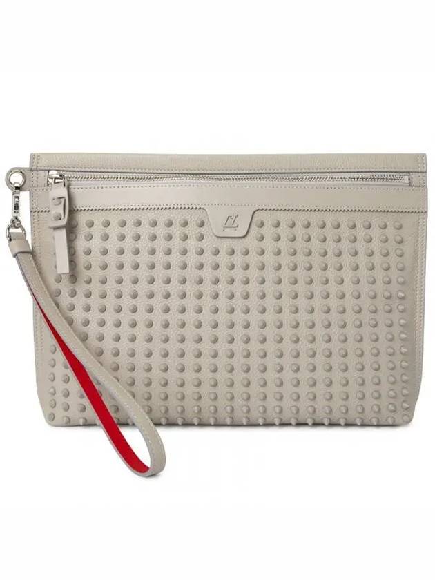 Spike Leather Clutch Bag White - CHRISTIAN LOUBOUTIN - BALAAN 2