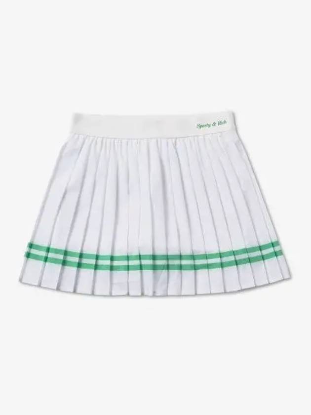 Women's Classic Logo Pleated Skirt White - SPORTY & RICH - BALAAN 2