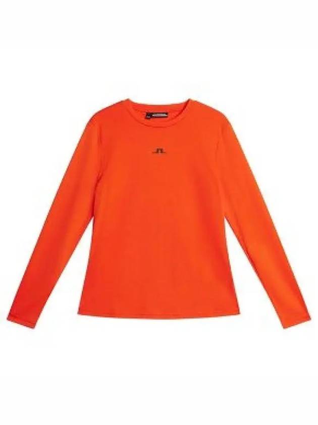 Golf Logo Print Ada Long Sleeve T-Shirt Tangerine Tango - J.LINDEBERG - BALAAN 2