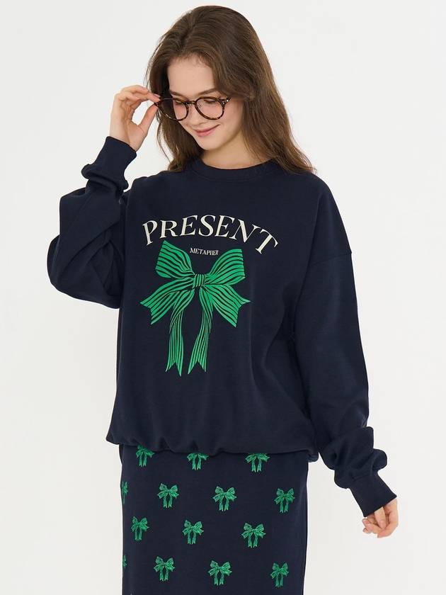 Ribbon Present Sweatshirt Navy - METAPHER - BALAAN 5