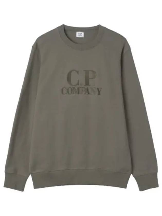 Diagonal Crew Neck Logo Cotton Sweatshirt Green - CP COMPANY - BALAAN 2