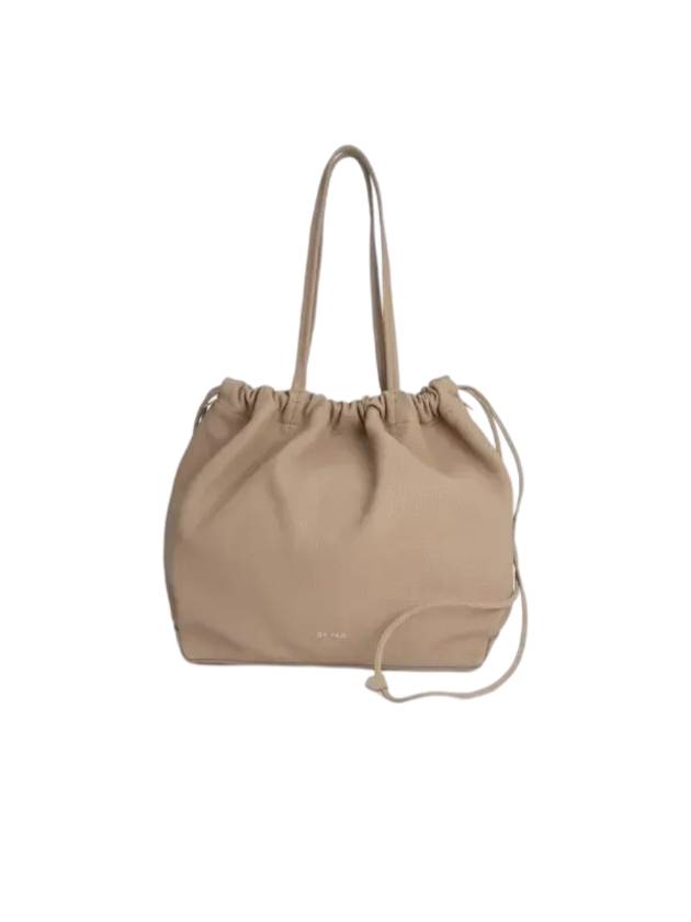 Oslo Flat Grain Leather Bucket Bag Taupe - BY FAR - BALAAN 1