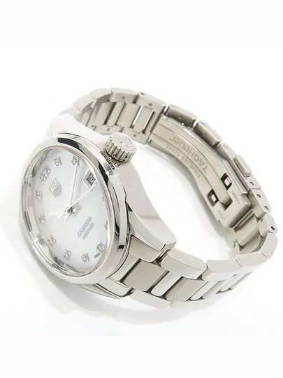 WAR2414 12 point diamond CARRERA Caliber 9 see through back mother of pearl women s 28MM steel watch - TAG HEUER - BALAAN 2