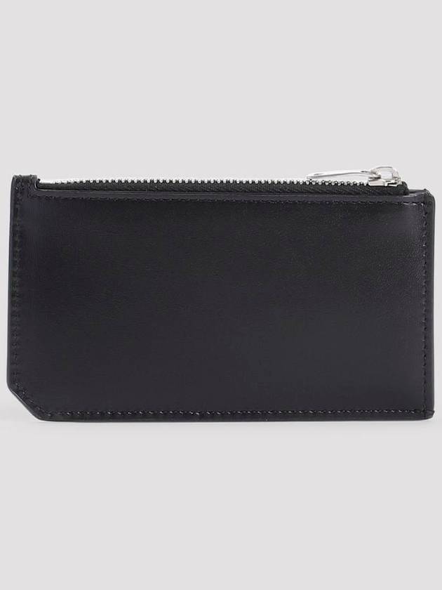 Tiny Cassandre Fragments Silver Hardware Leather Zipper Card Wallet Black - SAINT LAURENT - BALAAN 3