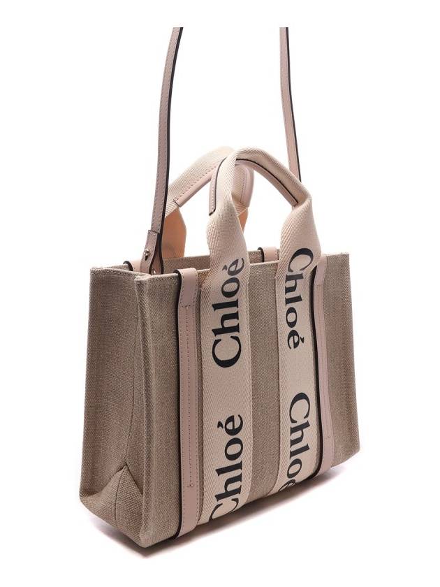 Woody Small Canvas Tote Bag Pink Beige - CHLOE - BALAAN 4