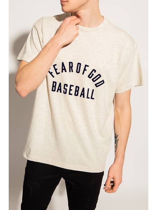 Logo Baseball Short Sleeve T-Shirt Cream - FEAR OF GOD - BALAAN.
