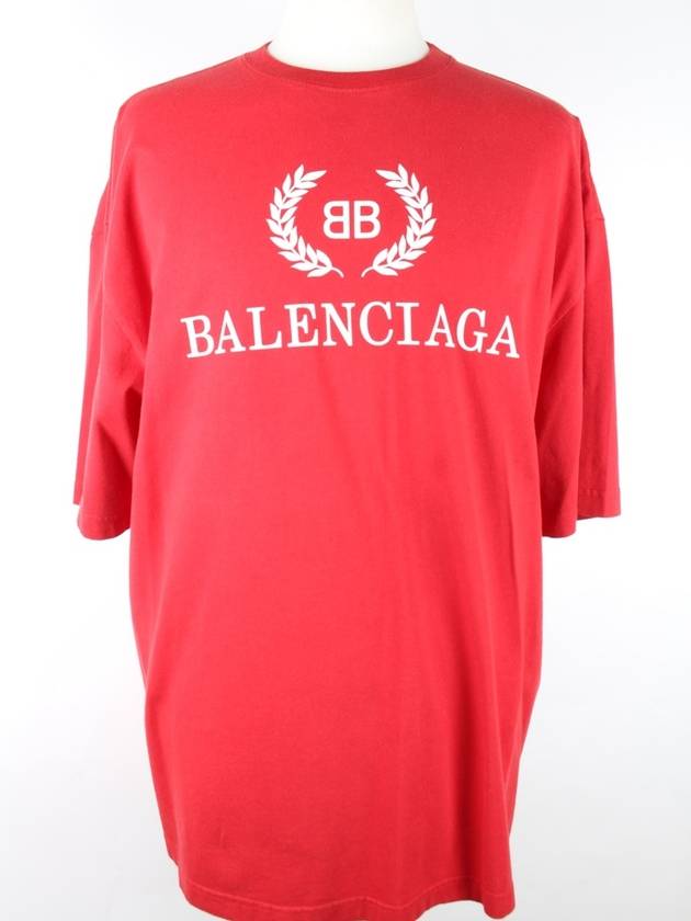 BB Laurel Logo Short Sleeve T Shirt Red M - BALENCIAGA - BALAAN 1