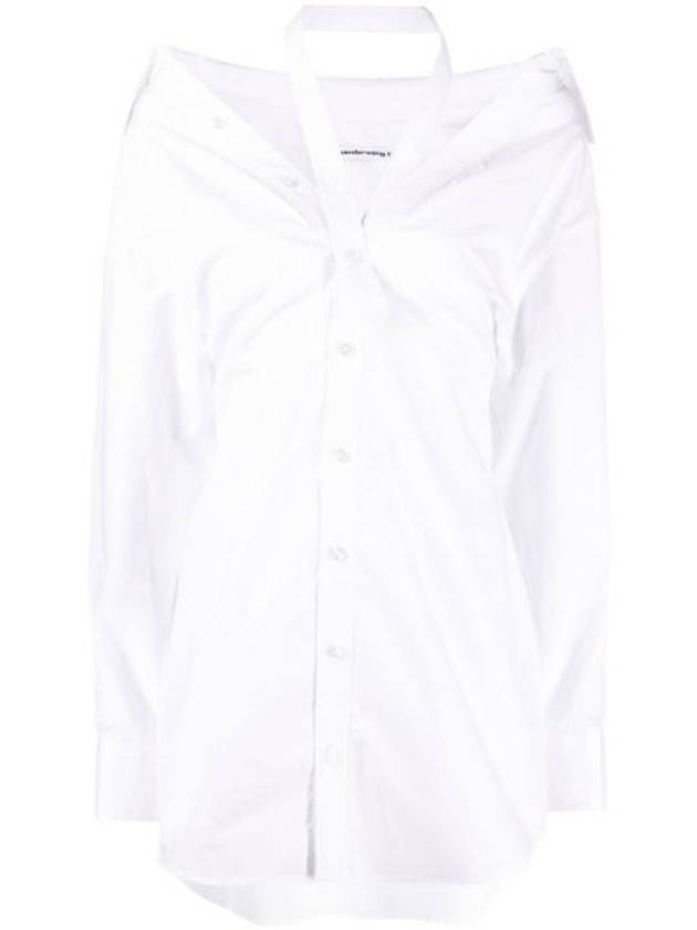 Cotton Open Shoulder Shirt Mini Dress White - ALEXANDER WANG - BALAAN 3