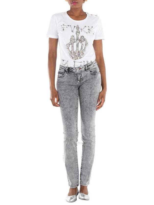 Philipp Plein Rhinestone Fringe Slim Fit Jeans, Waist Size 26" - PHILIPP PLEIN - BALAAN 3