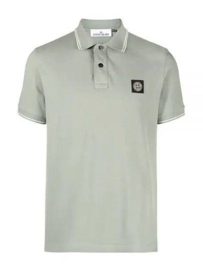 Logo Patch Short Sleeve Polo Shirt Sage Green - STONE ISLAND - BALAAN 2