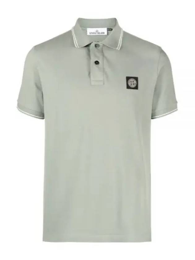 Logo Patch Short Sleeve Polo Shirt Sage Green - STONE ISLAND - BALAAN 2