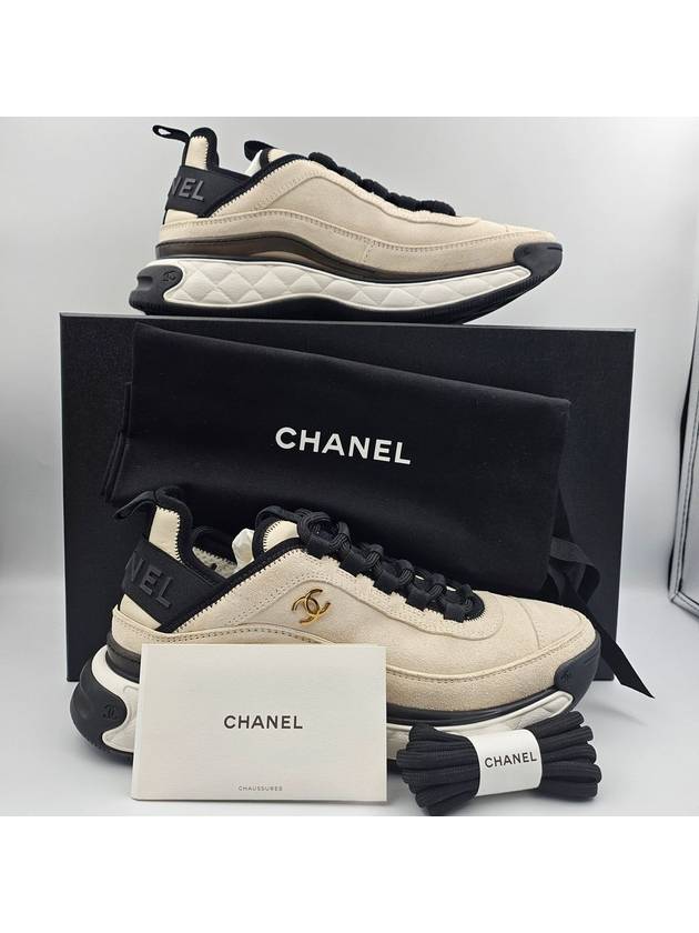 Sneakers Mixed Fiber Women s Shoes Beige Gold G45331 - CHANEL - BALAAN 4