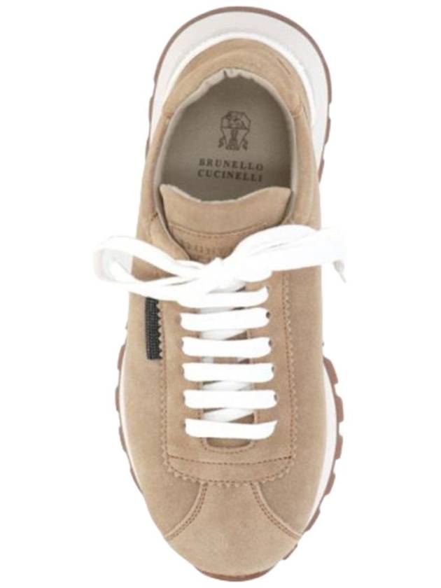 Chain Suede Low Top Sneakers Beige - BRUNELLO CUCINELLI - BALAAN 5