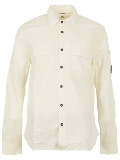 Men's Gabardine Lens Wappen Long Sleeve Shirt White - CP COMPANY - BALAAN 2