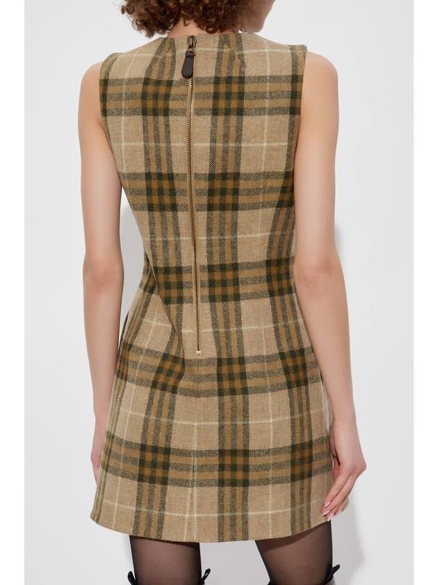 Burberry Wool Dress With Check Pattern, Women's, Beige - BURBERRY - BALAAN 4