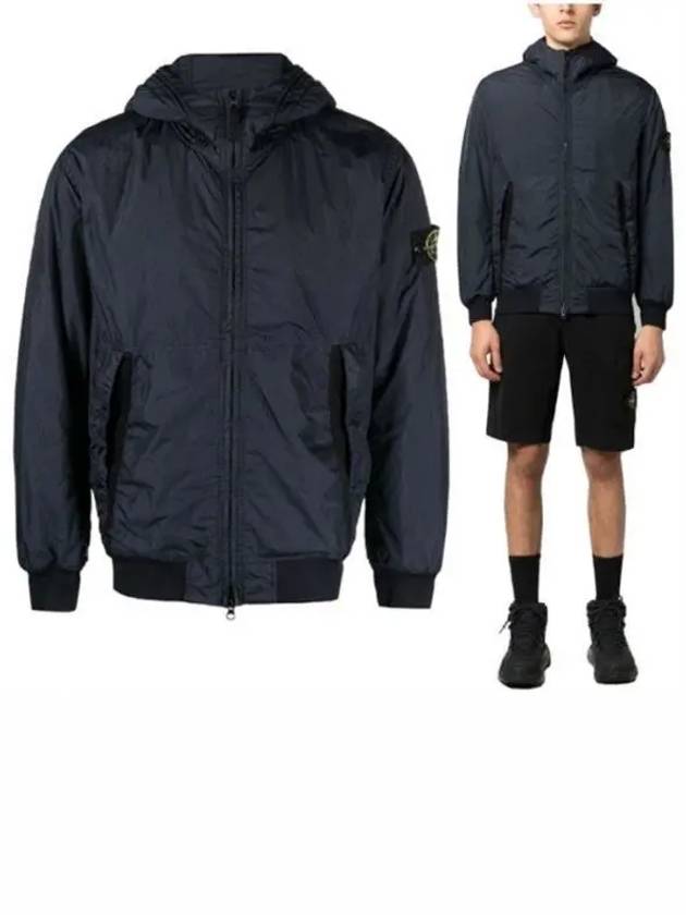 Men's Garment Dyed Crinkle Reps Recycled Nylon Primaloft TC Hooded Jacket Navy - STONE ISLAND - BALAAN 2