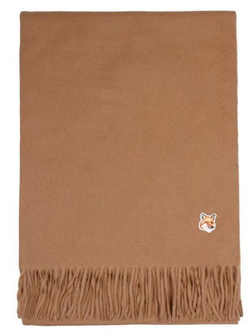 Small Fox Head Patch Wool Muffler Beige - MAISON KITSUNE - BALAAN 1