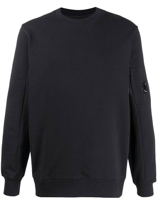 Pocket Lens Neck Logo Sweatshirt Black - CP COMPANY - BALAAN.