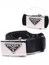 triangle logo plaque buckle nylon belt black - PRADA - BALAAN 3