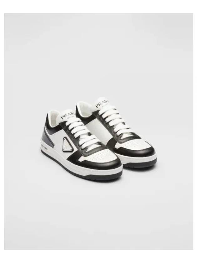 Downtown Perforated Leather Low Top Sneakers White Black - PRADA - BALAAN 2