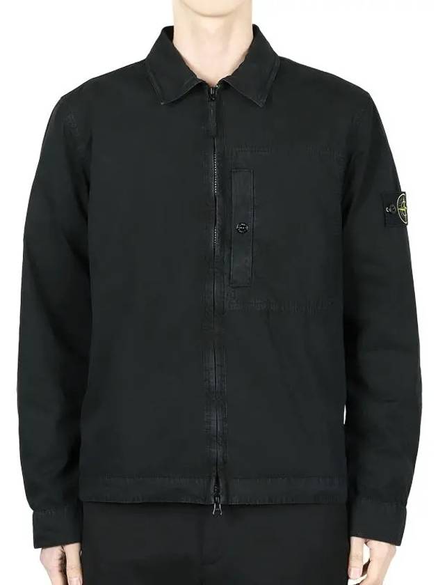 Waffen Hidden Snap Button Zip-Up Jacket Black - STONE ISLAND - BALAAN 3