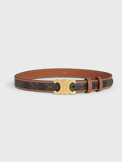 Women's Medium Triomphe Canvas Calfskin Belt Brown - CELINE - BALAAN 2