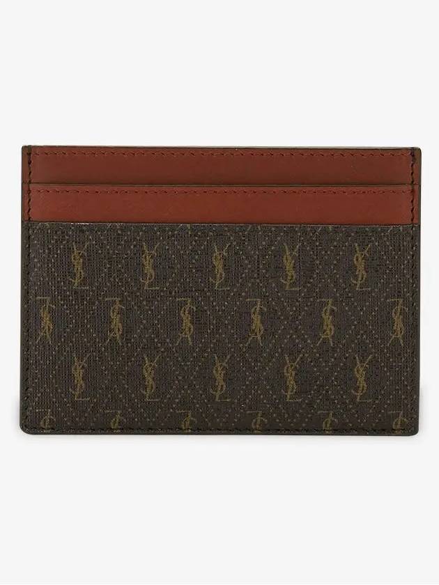 Monogram Canvas Card Wallet Brown - SAINT LAURENT - BALAAN 3