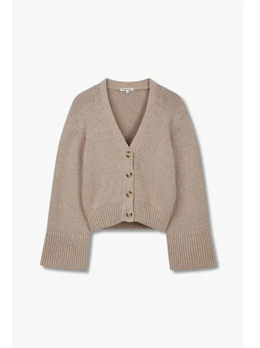 Wearing Cashmere Cotton Cropped Cardigan Nala Beige - REFORMATION - BALAAN 1