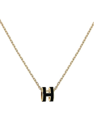 Mini Pop H Pendant Necklace Gold Noir - HERMES - BALAAN 1