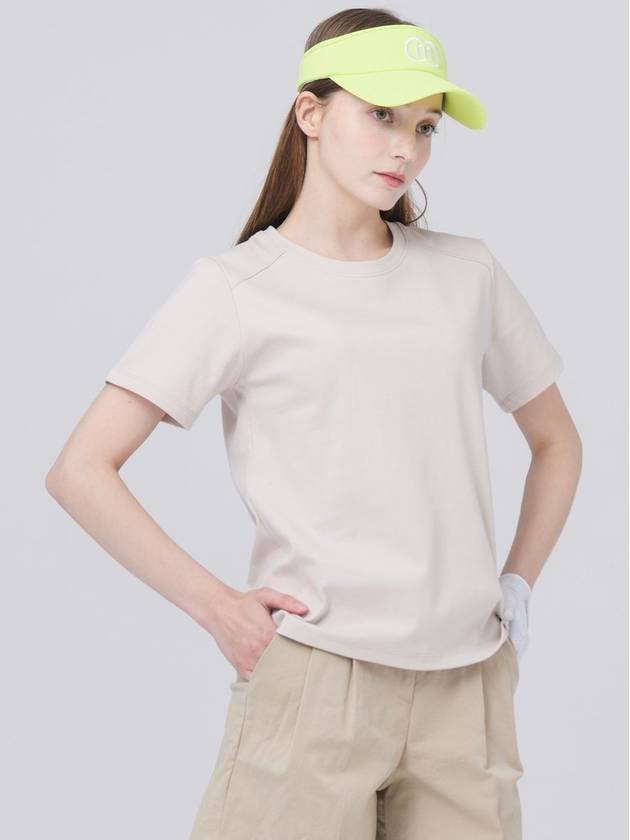 shoulder cut back logo point loose fit cream beige short sleeve t-shirt DO3242TS01 2 - DOYOUKNOWMC GOLF WEAR - BALAAN 3