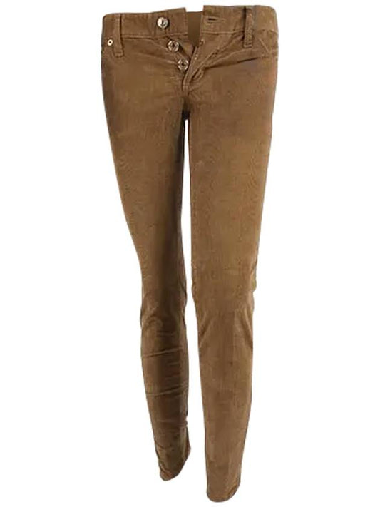 Zipper Gold Skinny Jeans Brown - DSQUARED2 - BALAAN 1