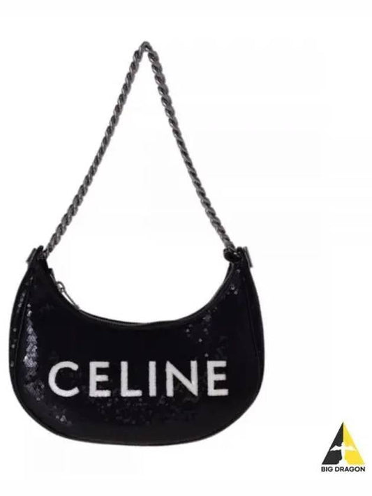 Ava Chain Medium Sequin Shoulder Bag Black - CELINE - BALAAN 2