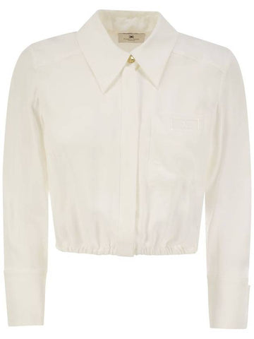 Georgette cropped shirt with elastic band - ELISABETTA FRANCHI - BALAAN 1