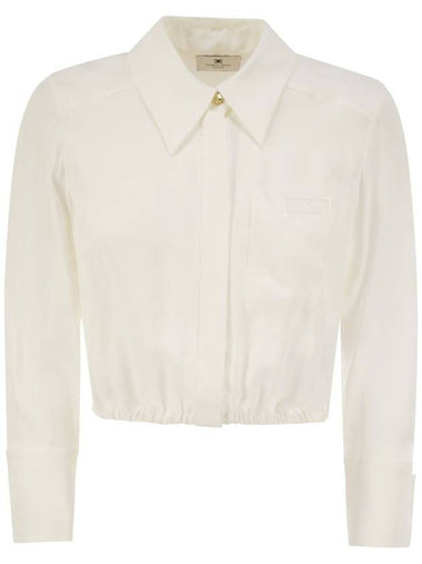 Georgette cropped shirt with elastic band - ELISABETTA FRANCHI - BALAAN 1