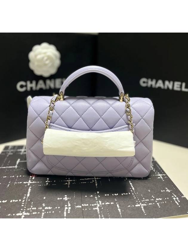 Top Handle Lambskin Mini Flap Cross Bag Light Purple - CHANEL - BALAAN 5