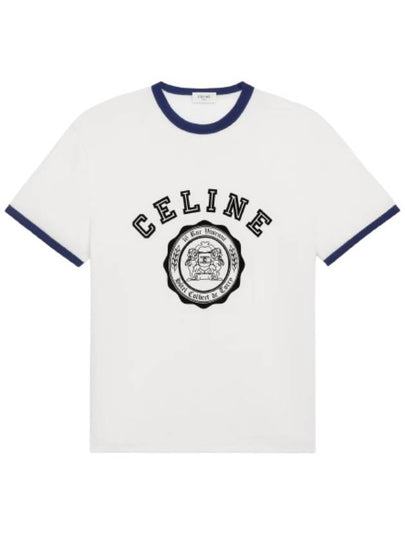 Blason Loose Cotton Jersey Short Sleeve T-Shirt Off White - CELINE - BALAAN 2