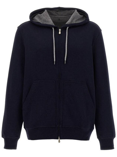 Drawstring hood zip up navy - BRUNELLO CUCINELLI - BALAAN 2