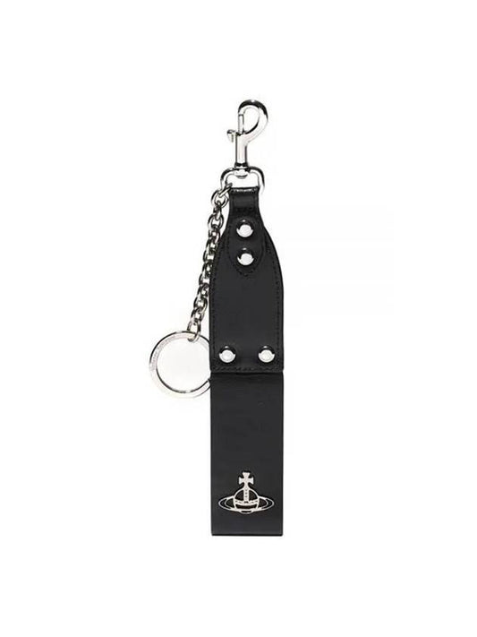 Stud Chain Leather Key Holder Black - VIVIENNE WESTWOOD - BALAAN 1