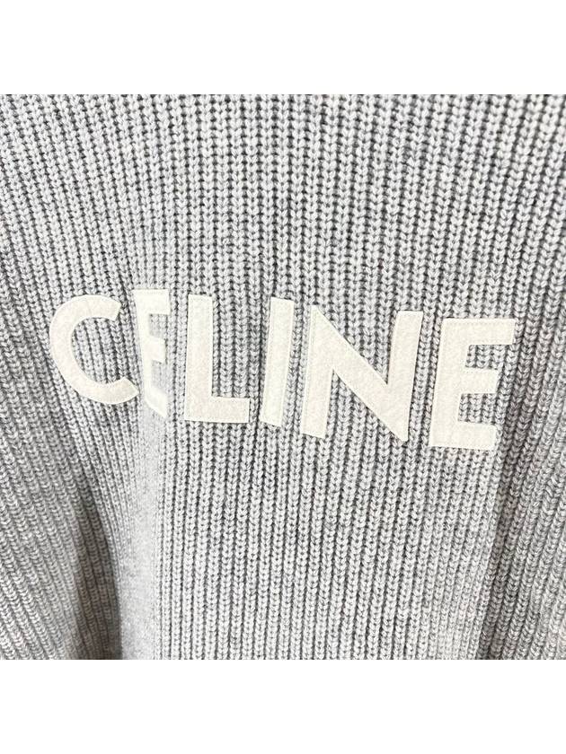 Ribbed wool knit hoodie gray L size - CELINE - BALAAN 5