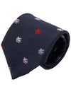 Pegasus Logo Silk Tie Navy - ETRO - BALAAN 10