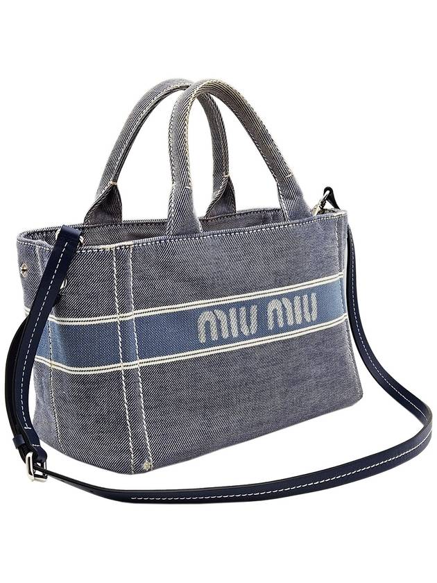 Miu 5BA219 Blue Denim Jaguard Logo 2WAY - MIU MIU - BALAAN 3