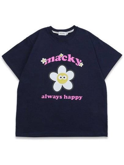 Print Always Happy Short Sleeve T-Shirt Navy MCSS23T 02NV - MACKY - BALAAN 2