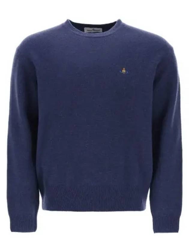 ORB Embroidered Crew Neck Knit Top Blue - VIVIENNE WESTWOOD - BALAAN 2