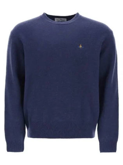 ORB Embroidered Crew Neck Knit Top Blue - VIVIENNE WESTWOOD - BALAAN 2