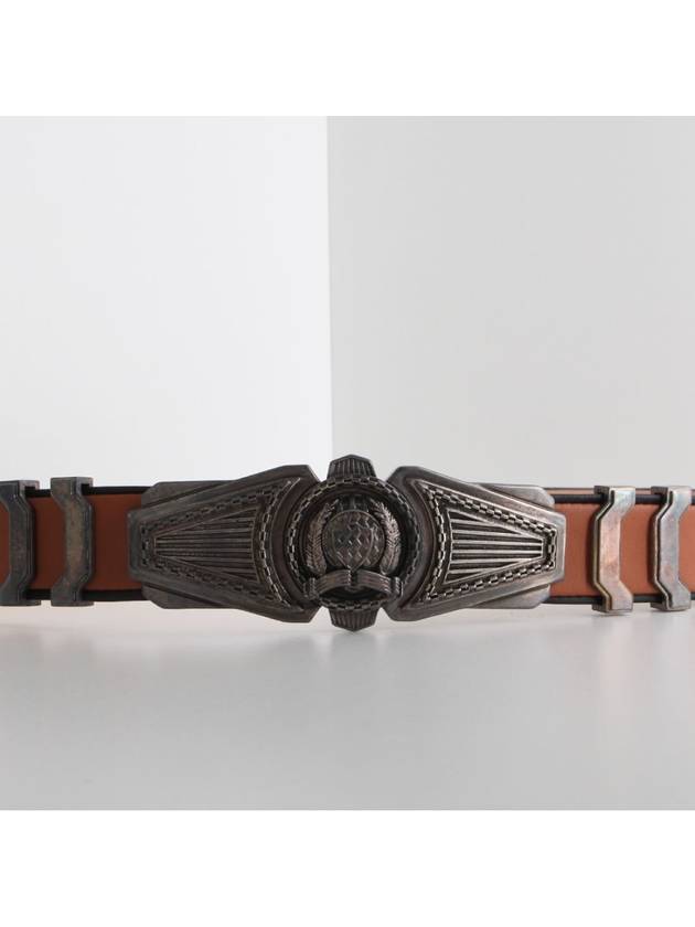 metal buckle leather belt brown - BALMAIN - BALAAN.